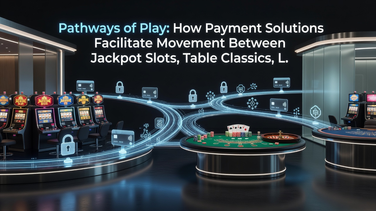 Illustration von Zahlungswegen zwischen mobilen Spielkategorien wie Slots, Live-Tischen und Sportwetten